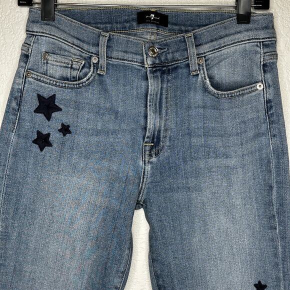 7 For All Mankind The Skinny Ankle Women's Jeans Sz 28 Embroidered Stars - Picture 2 of 15